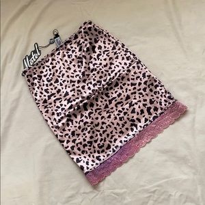 Motel rocks satin skirt with lace trim